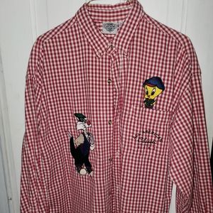 Vintage Tweety and Silvestre the Cat Button up